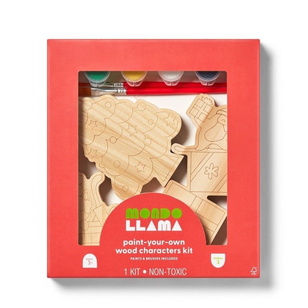 Mondo LLAMA Paint Your Own Wood Christmas Gifts Kit New